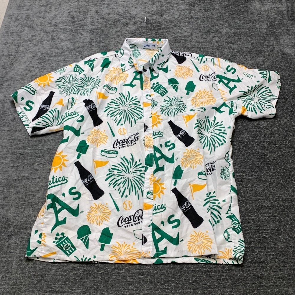 Bwm Global Oakland Athletics Hawaiian Shirt Mens XL White Coca-Cola Zero Sugar